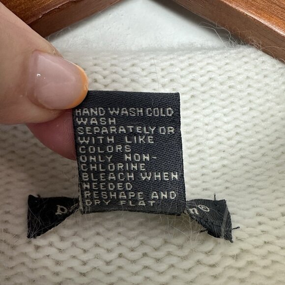 Pandemonium Angora Blend Lace Sweater Women XL Cream L/S Preppy Quiet Luxury - Picture 4 of 8